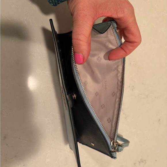Kate Spade- Robin Egg and Navy Blue Wristlet Wallet - Picture 9 of 9